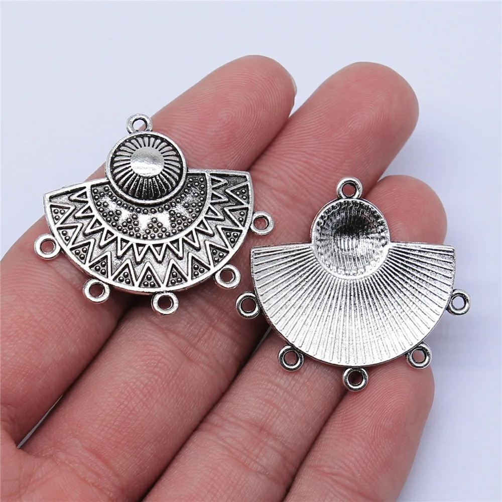10pcs Round Earring Connector Charms For DIY Vintage Chandelier Earring Making Antique Silver Plated Findings Accessories view 6