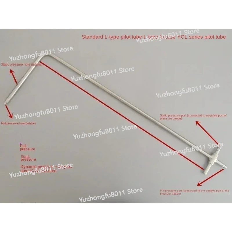 Pressure Gauge To Measure Flow Rate L-shaped Pitot Tube Length 350mm 500mm 1000mm Connected To Digital