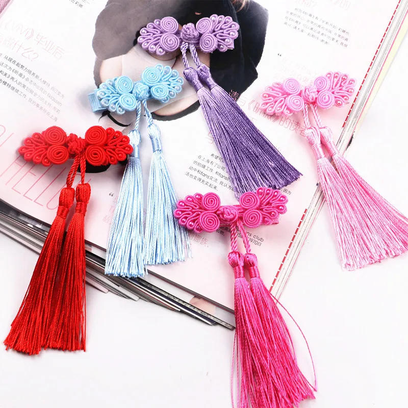 2pcs/lot Chinese Knot tassel Hair Clips Red Hairband Head Band Happy New Year Hairpin Hand Made Rim Hair Accessories Hair Bows