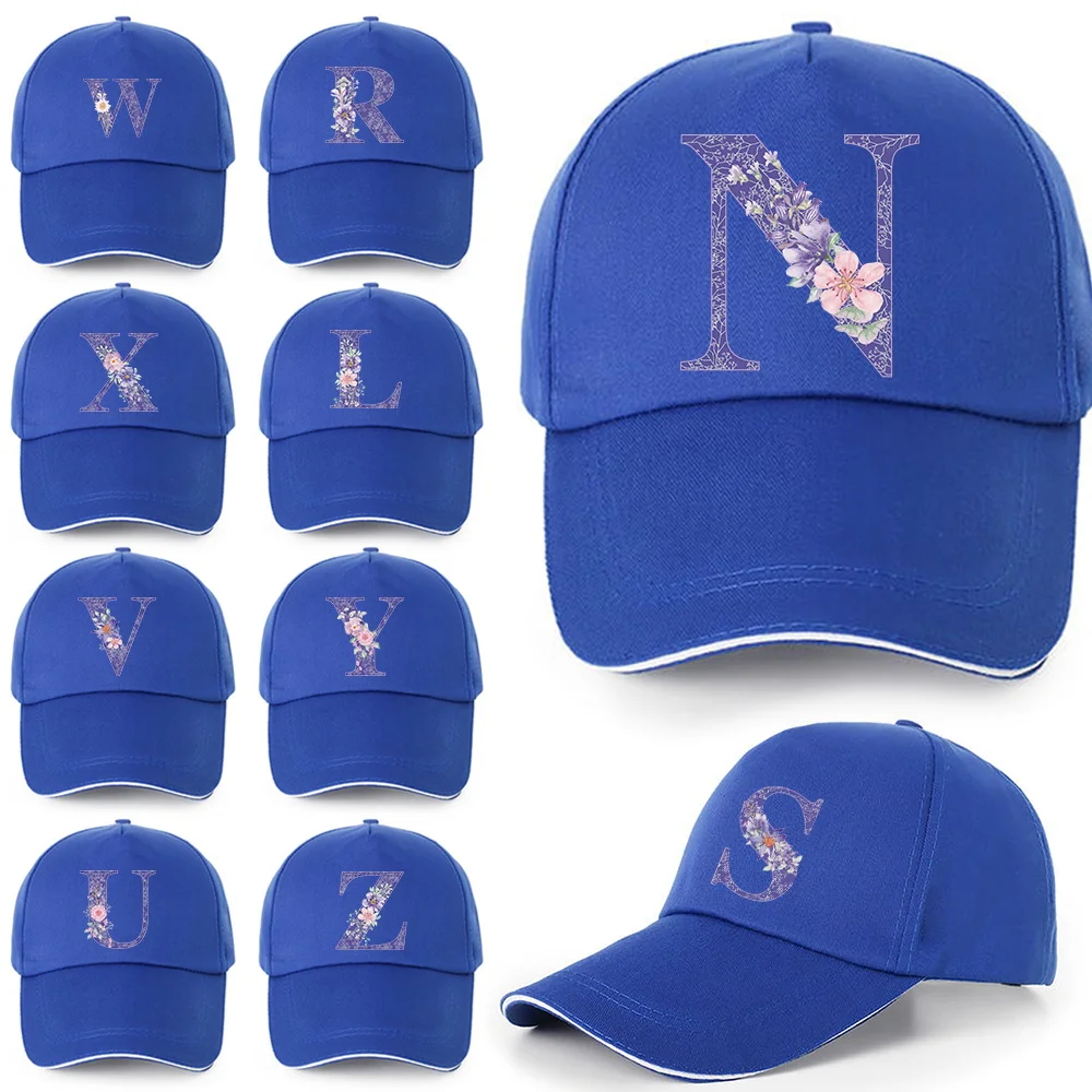 Fashion Joker Hip-hop Hat Hipster Must-have Cotton Pointed Hat Leisure Summer Outdoor Sun Hat Purple Flower Series Baseball Cap.