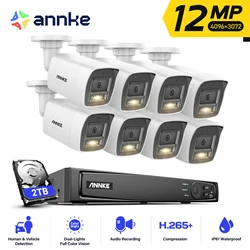 ANNKE 12MP Smart Dual Light Camera Kits Security Cam 8CH NVR 8PCS POE Camera Outdoor CCTV Video Surveillance Protection Camera