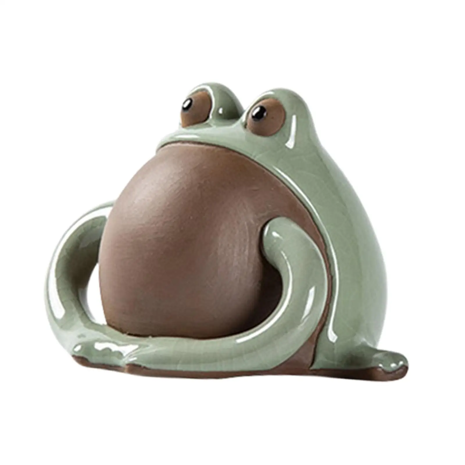 Frog Statue Ceramic Tea Pet Figurine Micro Landscape Artwork Miniature Figurine