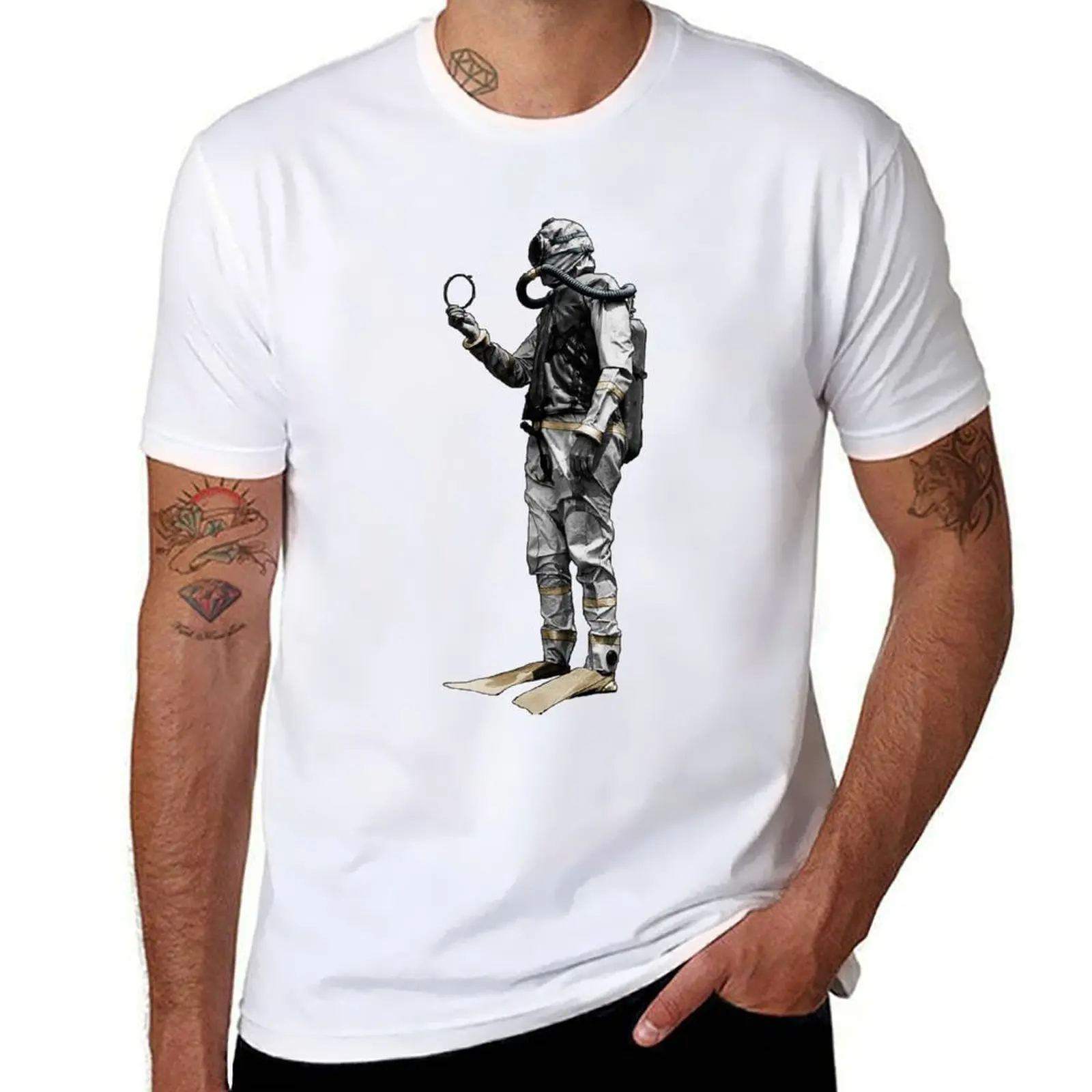 

Vintage Scuba Diving Diver with a Double Hose Regulator T-Shirt t shirt man cotton funny t shirts cotton T-Shirt