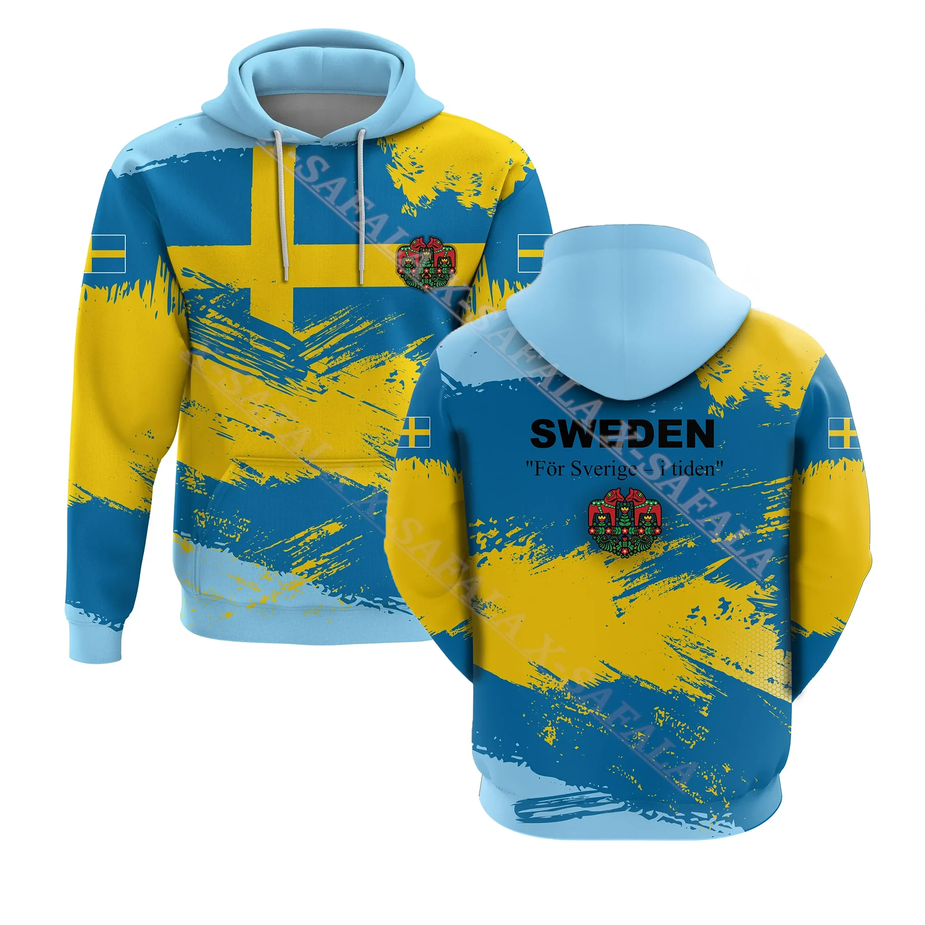 Proud Sweden Flag Brush Coat Of Arms 3D Print Zipper Hoodies Men Pullover Sweatshirt Hooded Jersey Tracksuit Outwear Coat Casual