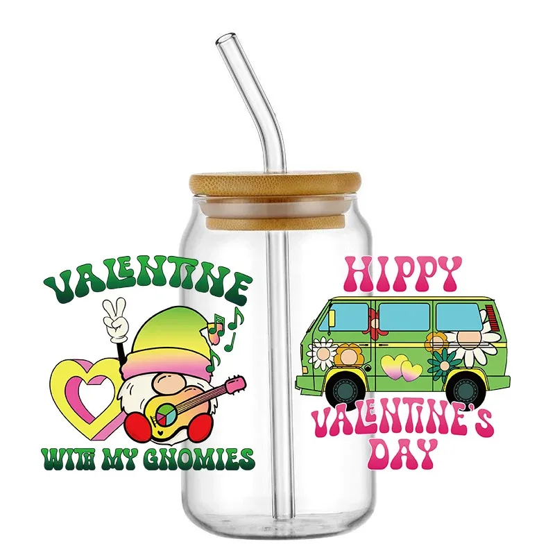 

Hot selling Cartoon Car Wraps Sticker Waterproof UV DTF Cup Mug Wraps Sticker DIY 3D Wrap Decal For 16oz Libbey Glass