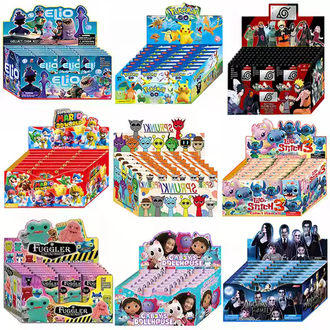 2-24pcs Anime Blind Box Series Gabby Pikachu Sonic Stitch Blind Box Surprise Handmade PVC Model Ornament Birthday Christmas Gift