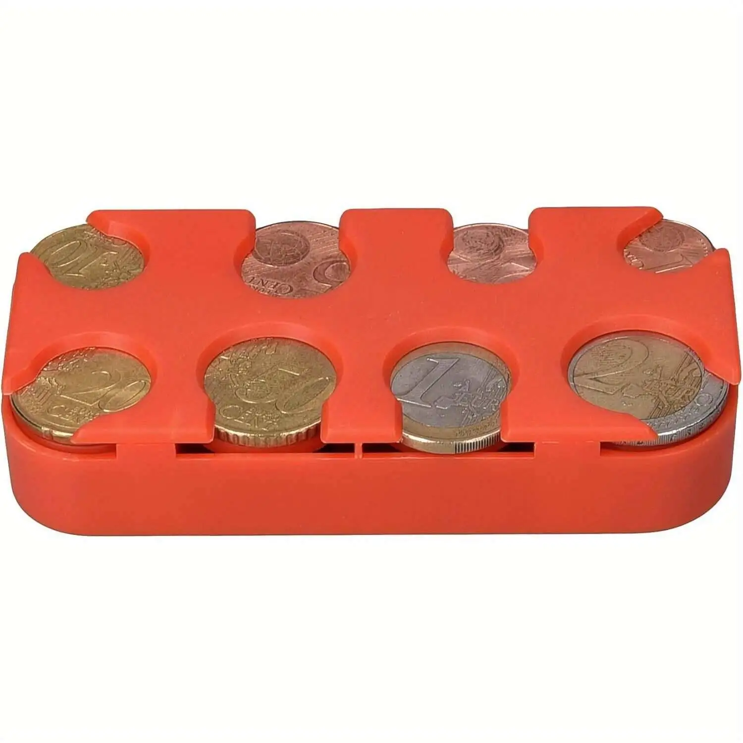 صندوق تخزين العملات المعدنية 8 مقصورات وغطاء شديد التحمل مع فتحات ملصقات 1 سنت إلى 2 يمكن أن يحمل 50/20/10/5/2/1/0.50/0.20/0.10/0.05 يورو
