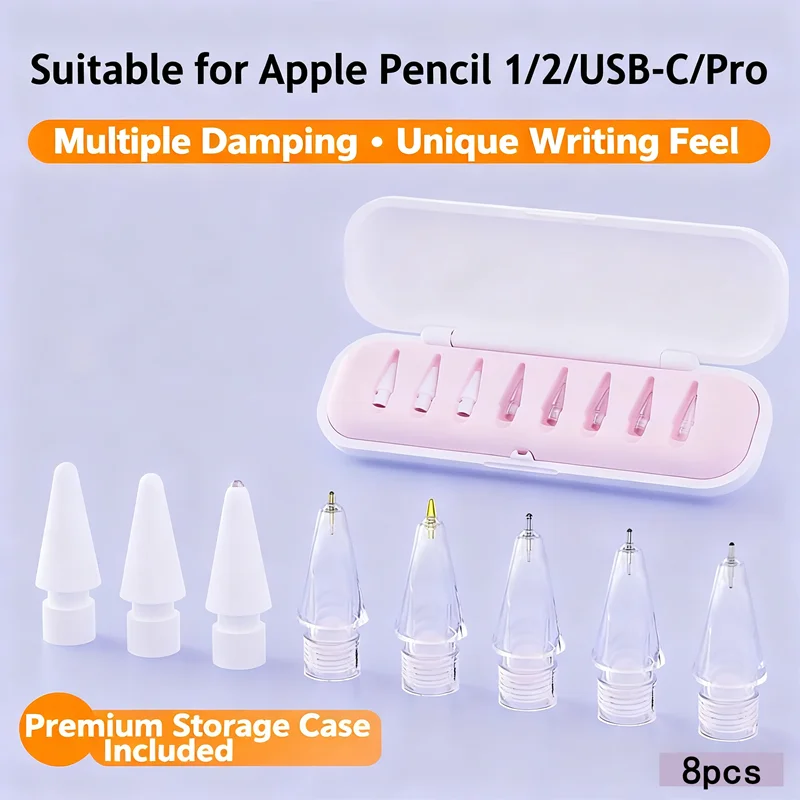 

8 Pack Replacement Pencil Tips with Case for Apple iPad 2nd / 1st Generation Sensitive and Precise Control iPencil Nibs