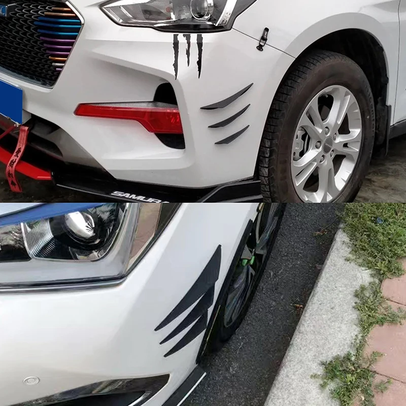 Complete Car Tuning Set: 6Pcs Front Bumper Lip & Splitter Fins, Universal Spoiler Plus Chin Valence