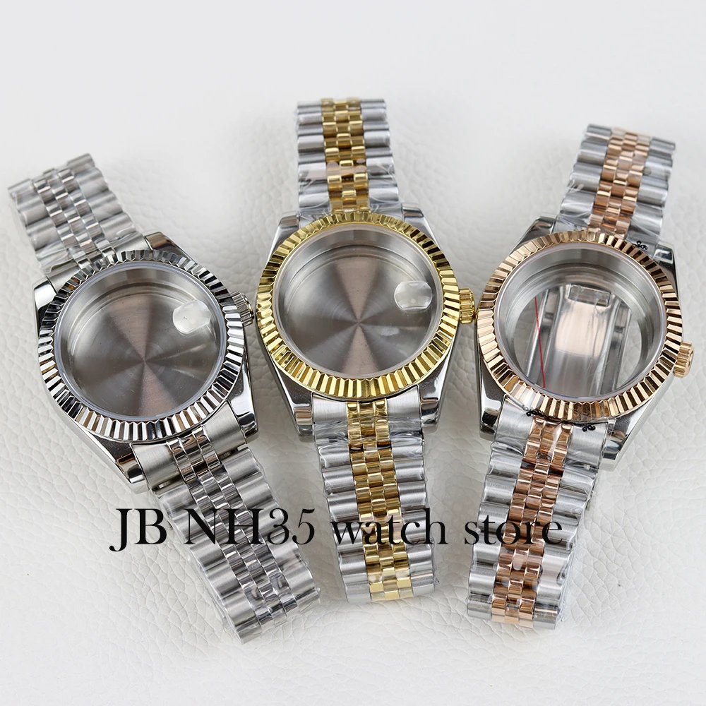 

36mm/39mm nh35 case and jubilee bracelet for datejust nh35 nh36 movement 28.5mm dial sapphire gold silver stainless steel case