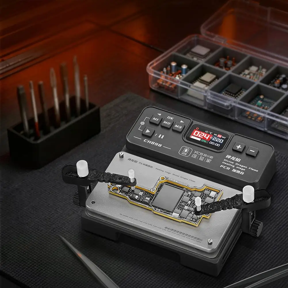 CH898 Divine Dragon Flame PCB Preheating Station 40-260°C Heating Platform With 3 Presets And Clamping Arms For Phone Repair