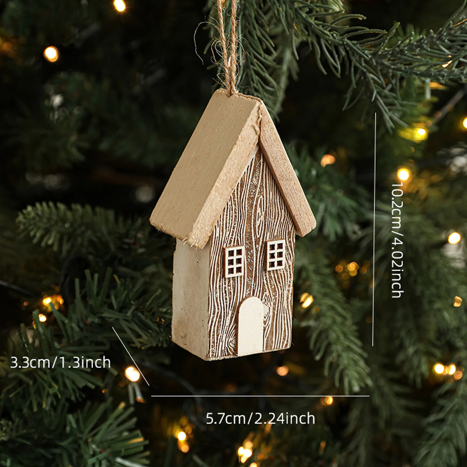 Handmade Wood Small Christmas House Log House Creative Layout Desktop Ornaments Xmas Tree Pendants Party Presents