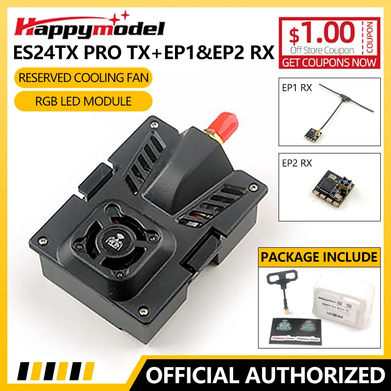 Happymodel ES24TX Pro Micro TX ExpressLRS ELRS 2.4G Module 1000mW With Cooling Fan For OpenTX Radio Transmitter RC FPV Drone