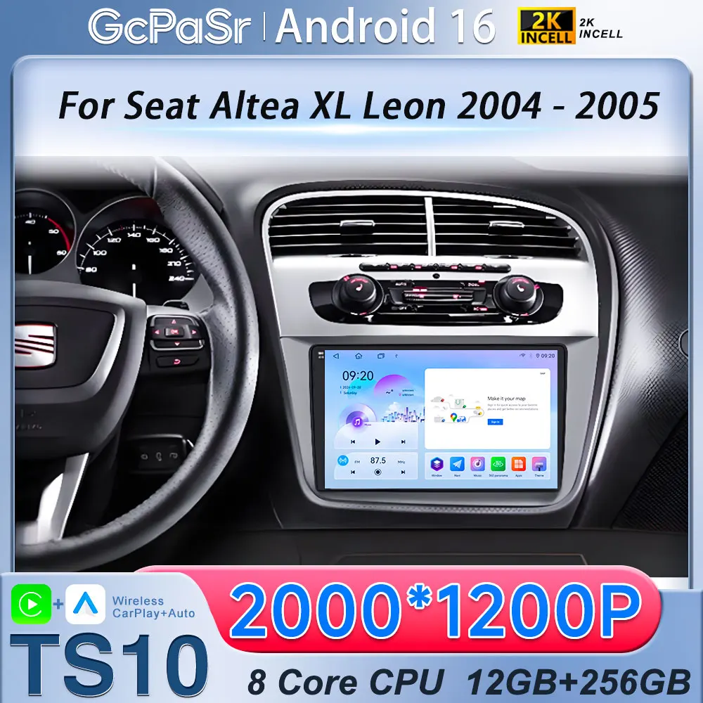 For Seat Altea 2004-2015 Android 16 Autoradio Touchscreen Radio lettore Video multimediale navigazione Stereo Carplay Dash Cam