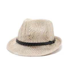 Spring/Summer Men's and Women's Knitted Knitted Mesh Breathable Curled Jazz Hat JAZZ Panama Hat Men's Top Hat