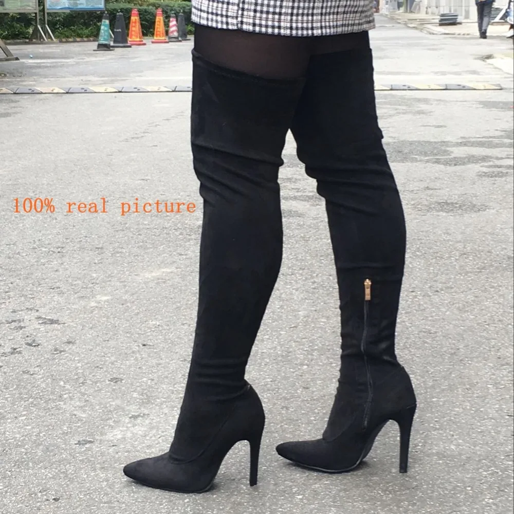 

Brand New Women's Shoes Plus Large Big Size 48 Over The Knee Boots 11cm Stiletto Thin High Heel Sexy Party Boots Botins 2023