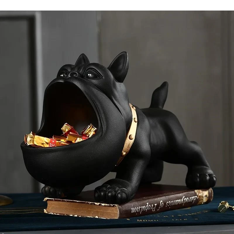 

Resin Animal Sculpture Ornament Bulldog Storage Box Art Entrance Wine Cabinet Desktop Candy Change Small Object