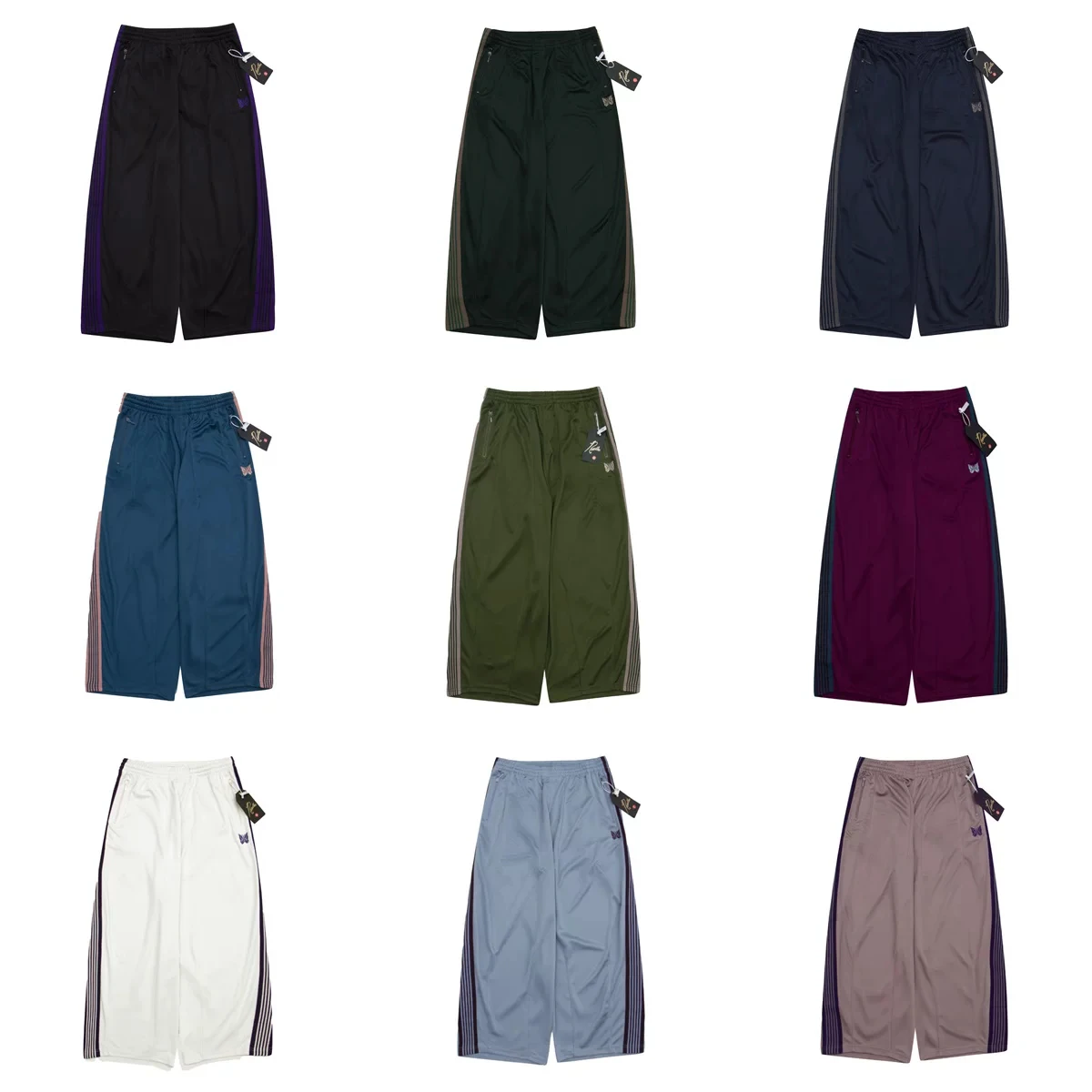 NEEDLES Butterfly Logo Embroidered Balloon Pants Men Women Oversized Loose Fit  Leg Trousers Japanese Streetwear Casual Fashion