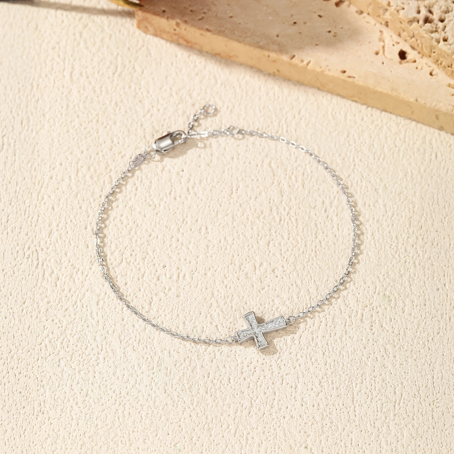موديان 925 فضة بسيط متألق D اللون مويسانيتي الصليب ربط سلسلة أساور للنساء غرامة مجوهرات