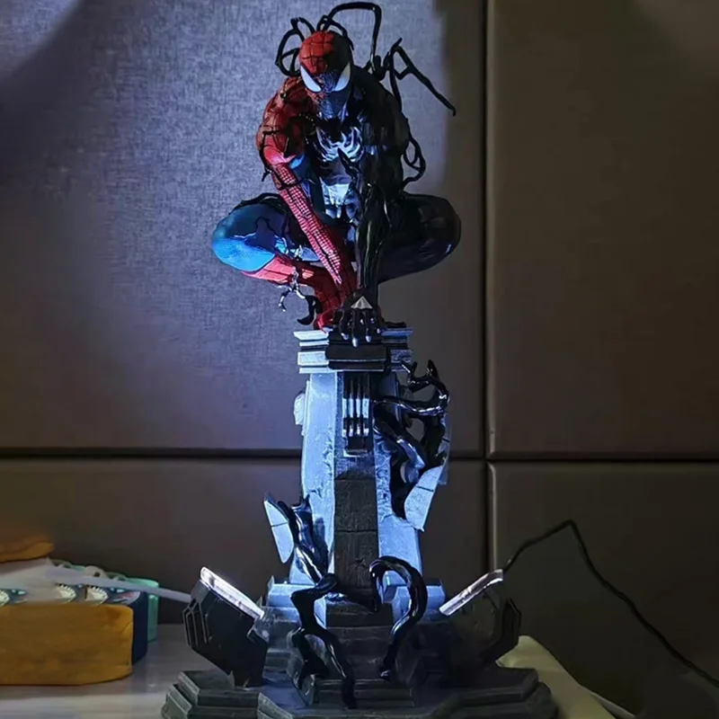 

New 37.5cm Piderman Venom Symbiotic Doll Spider Man Pvc Gk Figure Luminous Desktop Ornament Statue Model Toy Gift