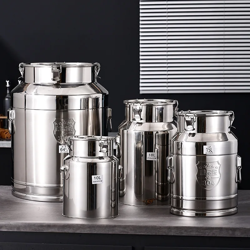 Coffee Bean Rice Large Size Stainless Steel Double-eared Handle Airtight Anti-rust Coating Water Storage Canister For Pet Food