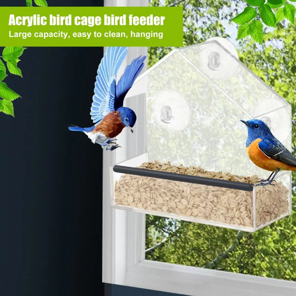 

Window Mounted Bird Feeder Weather-resistant Bird Feeder Acrylic Bird Feeders with Strong Suction Cups Easy-to-clean for Yard