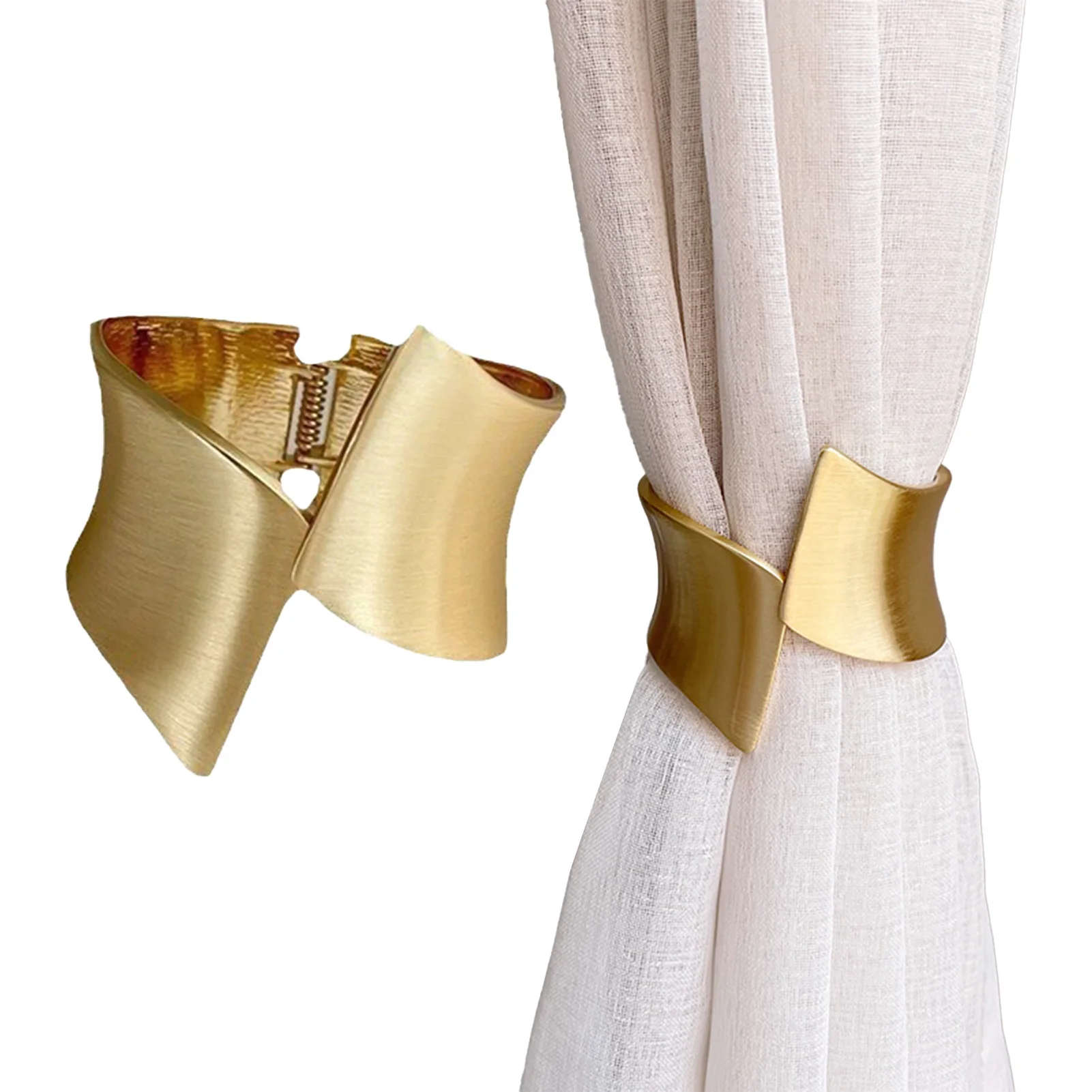 1/2pcs Modern Curtain Tiebacks Metal Spring Tension Rod Window Drapery Holders Pull Back Hooks for Home Decoration