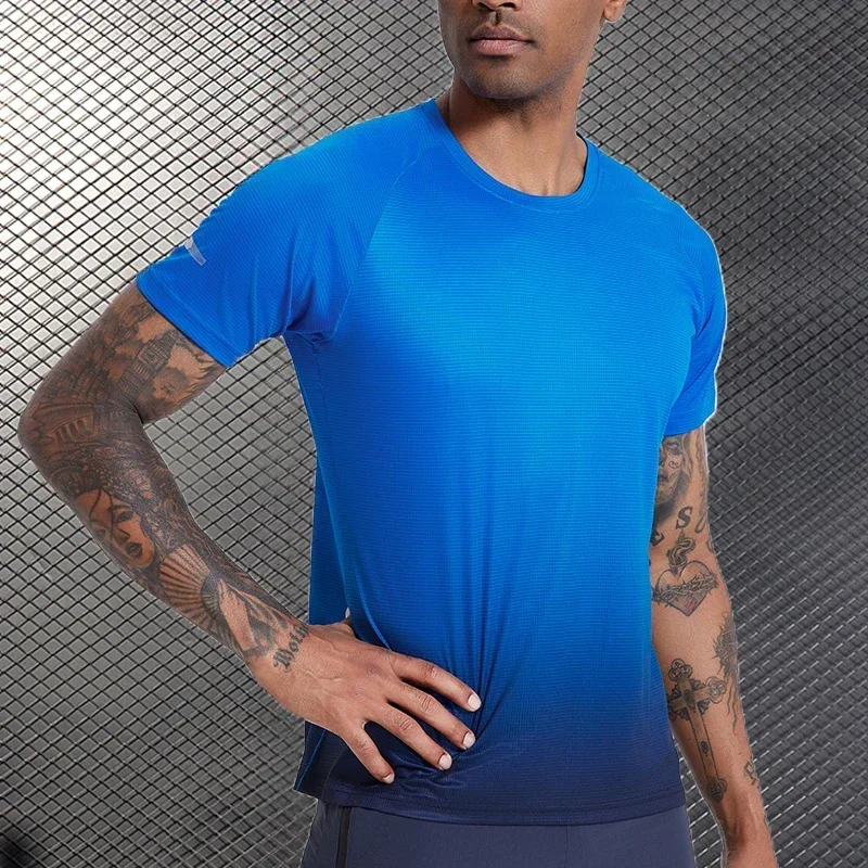 

Ice Silk Short Sleeve T-shirt for Men's Running Exercise Sweatshirt Training Wicking Undershirt Male Sports Tee Tops Clothing