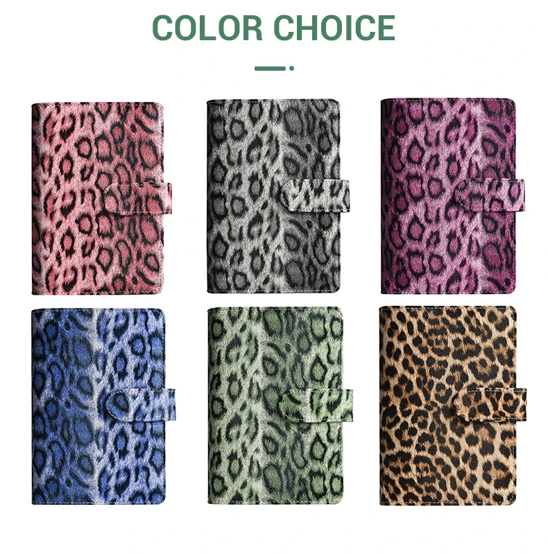 مجلد مخطط ميزانية المال بطباعة الفهد مقاس A6 مع مظاريف بسحاب، مظاريف نقدية لوضع الميزانية، منظم أموال بطبعة الفهد #3