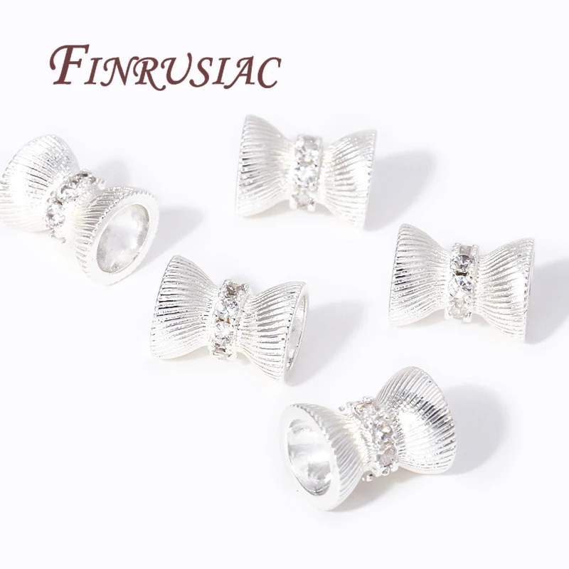 18K Gold Plated Brass with Zircon Spacer Bead For Bracelets Accessories,Separators For Beads,DIY Jewelry Making Supplies