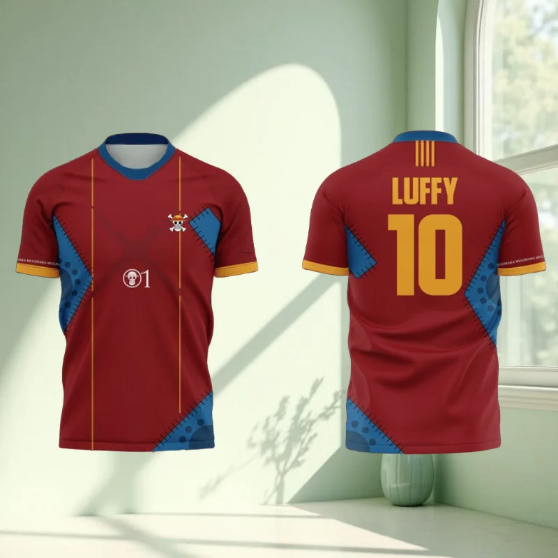 

MONKEY D. LUFFY Цельный детский/взрослый 2025 летний повседневный модный быстросохнущий дышащий топ с короткими рукавами и 3D принтом в стиле аниме для спортзала