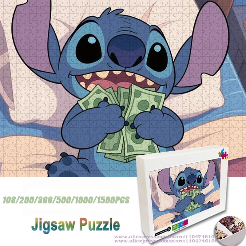 

Аниме-пазл Лило и Стич, 108/200/300/500/1000/1500 шт., интеллектуальные пазлы для детей и взрослых, креативное украшение для дома