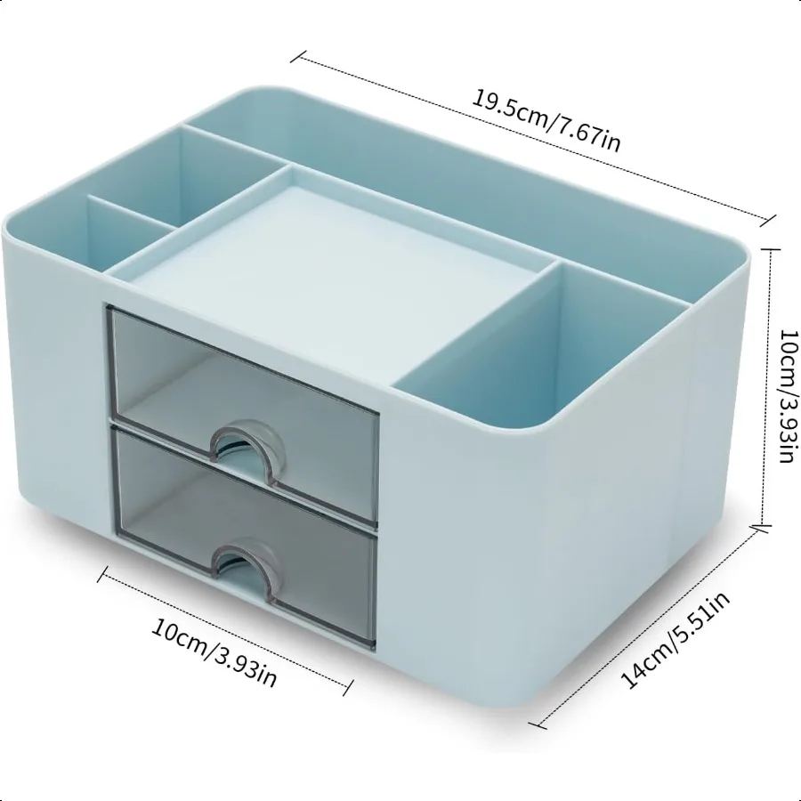 منظم مكتب مع حامل أقلام رصاص متعدد الوظائف بدرجين لمنظمي المكتب والتخزين مع 7 مقصورات لسطح المكتب