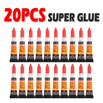 20 pz Liquido Super Colla Legno Gomma Metallo Vetro Cianoacrilato Adesivo Negozio di Cancelleria Gel Per Unghie 502 Istantaneo Forte Legame Pelle