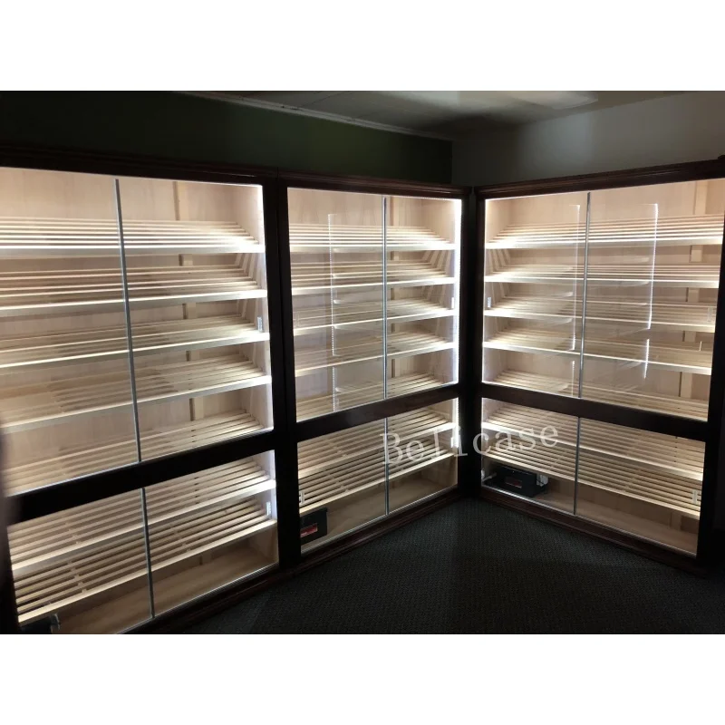 custom.Upgradable Cigar Room Furniture Cigar Humidor Display for Smoke Store Led Light 4000 ct Large Cigar Humidor Cabinet