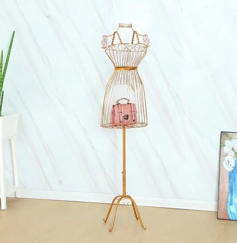 vintage-wrought-iron-half-body-form-window-display-prop-decoration-for-women's-clothing-wedding-dresses