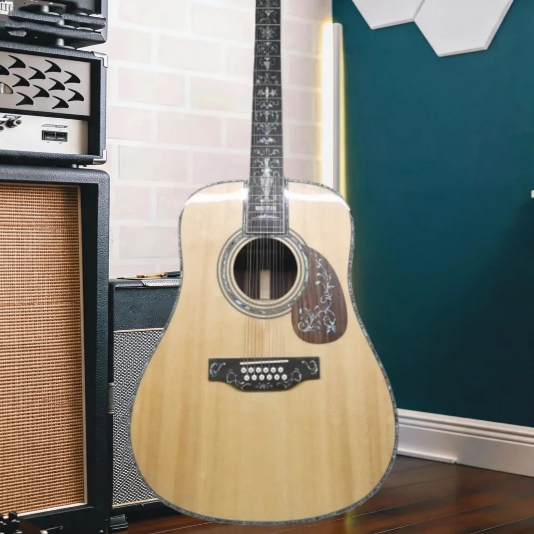 41 Inch D45 Deluxe 12 String Solid Top Acoustic Guitar Spruce Top Rosewood Back Sides Ebony Bridge Beginner Gift Free Shipping