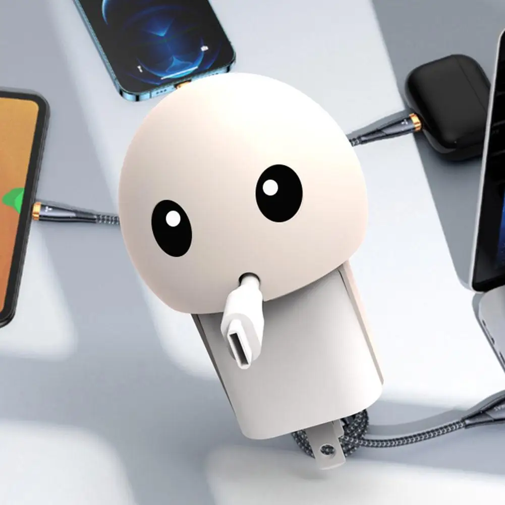 Cartoon Silicone Charger Head Data Cable Hub Protective Cover Mobile Phone Charging Desktop Organizer Cable Storage Tool