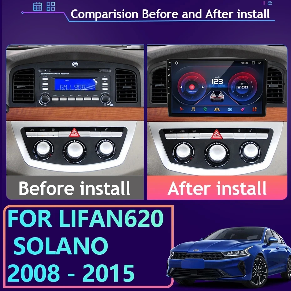 Car Radio Carplay Android 13 For Lifan 620 Solano 2008-2015 Navigation GPS Screen Android Dvd Auto Stereo Video Bluetooth Wifi