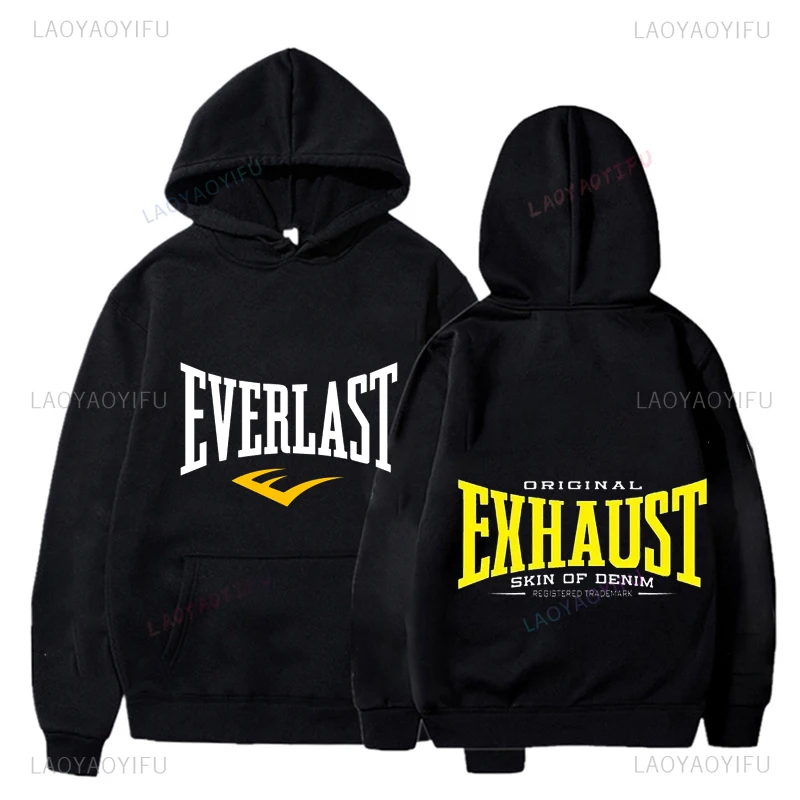 Classic Harajuku Leisure Everlast Logo Font Graphic Hombre Sweatshirt Pullover Hoodies  Hot Product  Streetwear