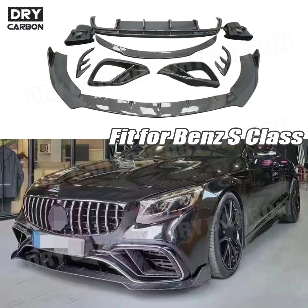 

B Style Front Chin Bumper Lip Air Vent Trims for Benz S Class W217 C217 S63 S65 AMG Coupe 2014-2019 Rear Diffuser Rear Spoiler