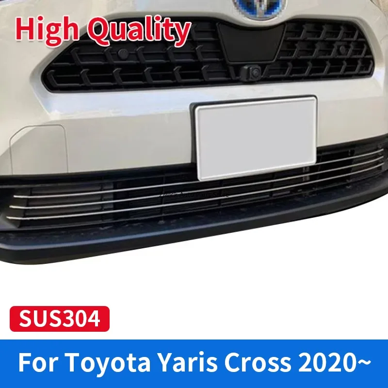 

FOR TOYOTA 2022 YARIS CROSS MXP B1# J1# Bumper Louver Cover Insect Control Net Trim 3PCS Stainless Steel Car Styling Accessories
