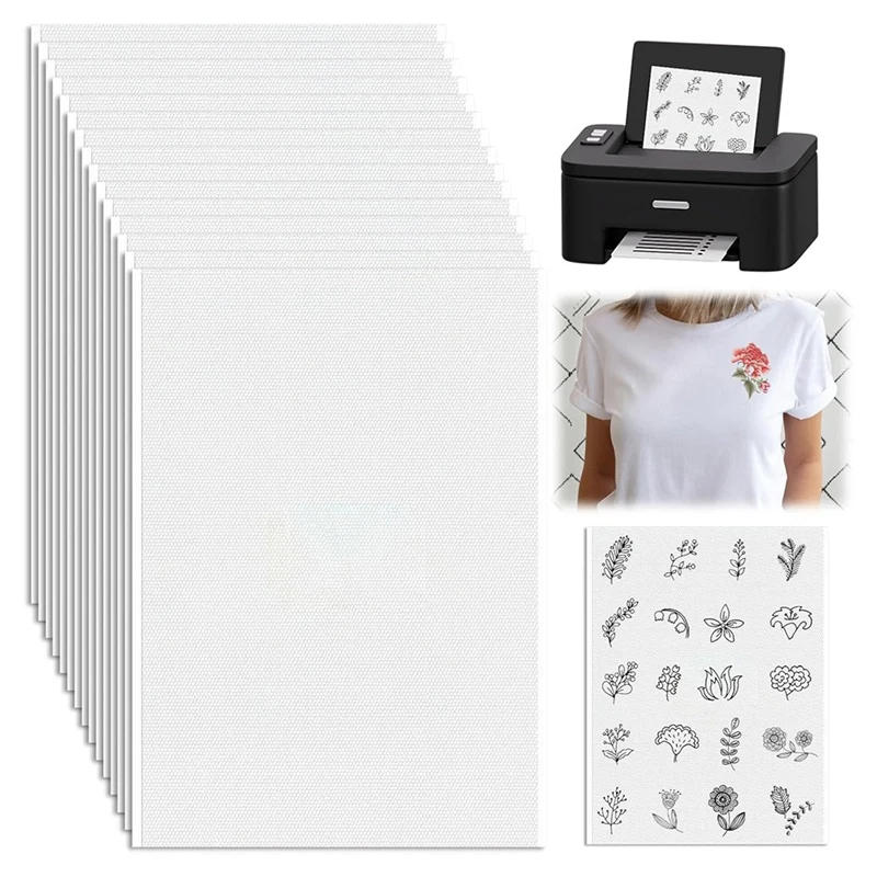 

15PCS A4 Water-Soluble Self-Adhesive Embroidery Stabilizer - Printable, For Hand And Machine Embroidery,For DIY Projects