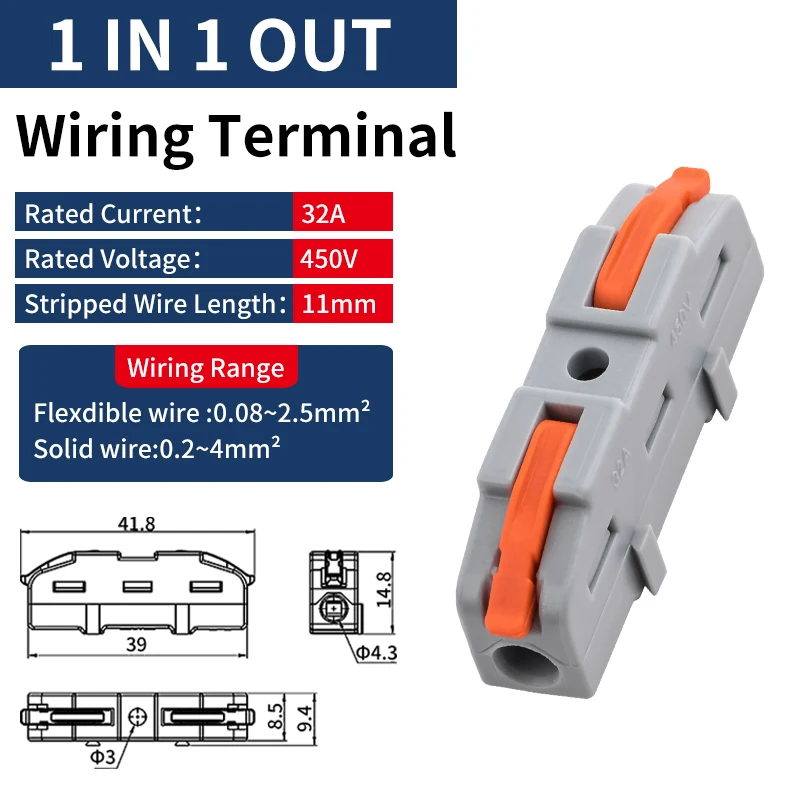 JINH CMK401 50Pcs Quick Wire Connectors Universal Compact Cable Splicing Connection 0.08-4.0mm2 Push-in Conductor for Wiring