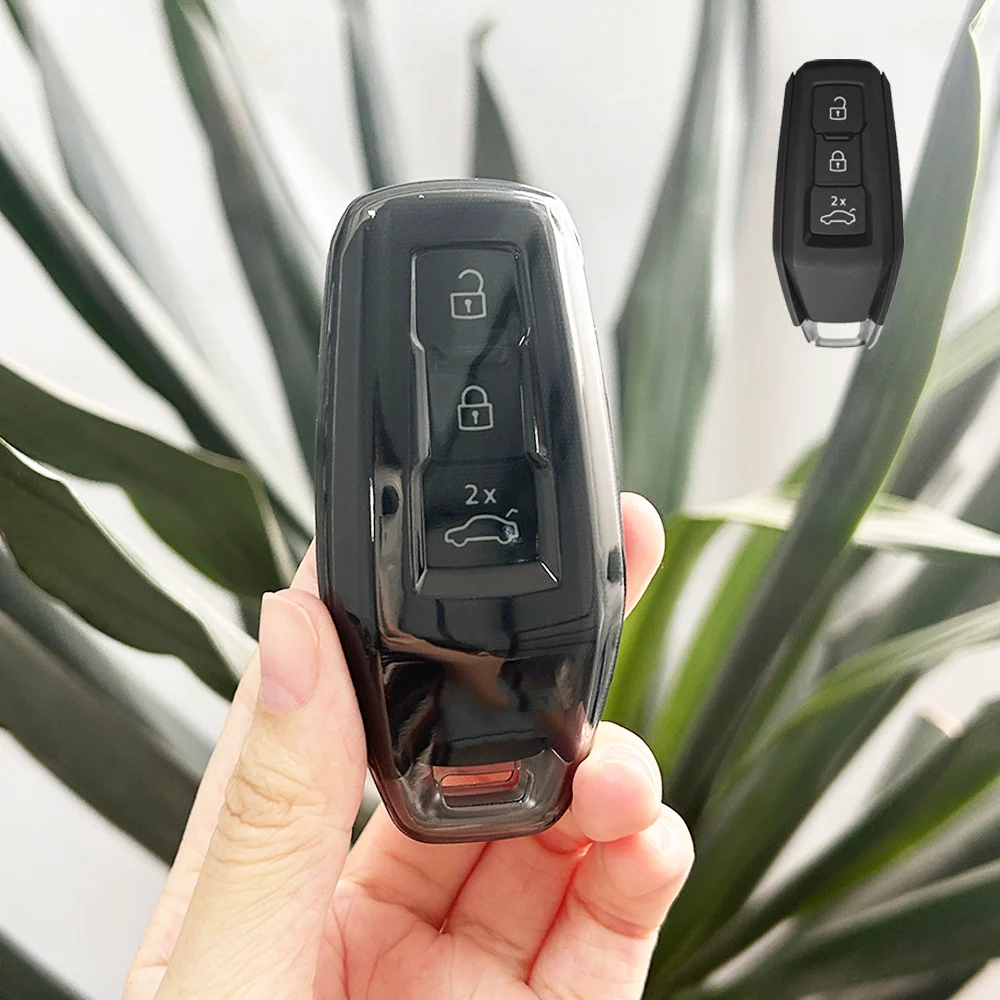 

Transparent Black TPU for Audi A5L A6 Letron Q6L New Remote Car Key Case Cover Fob Protective Case Holder Keychain Accessories