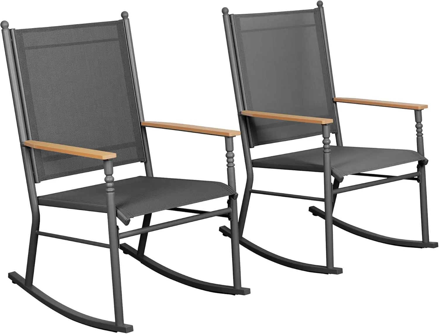 

JY QAQA Outdoor Rocking Chair Set of 2, High Back All-Weather Patio Rocking Chairs with Breathable Back Rest for Adult