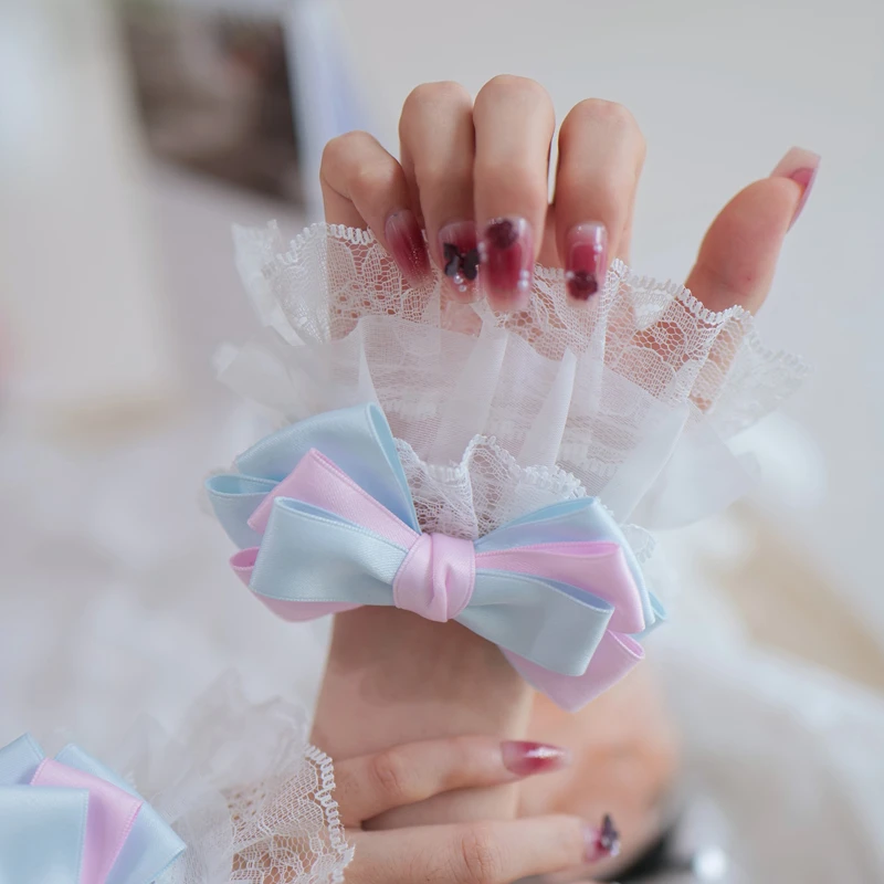 طبقة القوس الدانتيل الأكمام اليد المعصم القرن الأصفاد الأساور فتاة انفصال الأكمام وهمية تأثيري العروض الملحقات