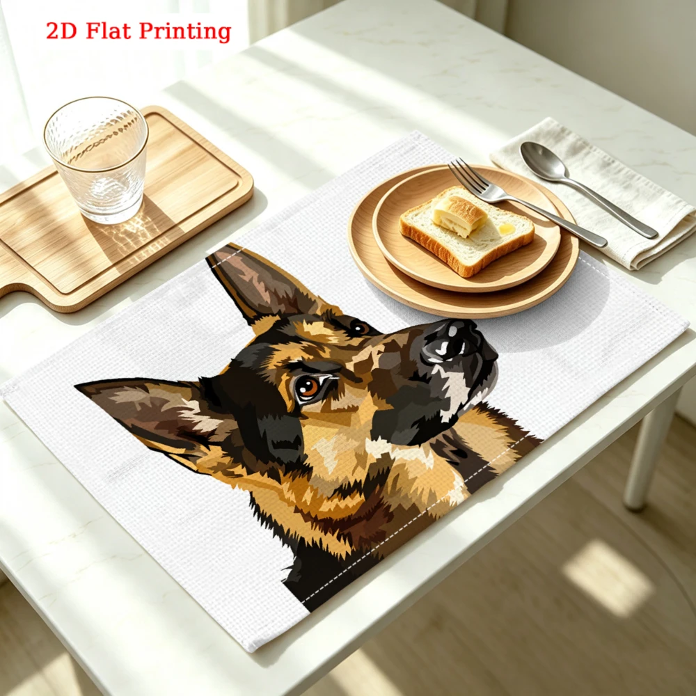 German Shepherd Dog Kitchen Placemat German Shepherd Dog Linen Pad Dish Coffee Cup Table Mat 1PC 30x40cm