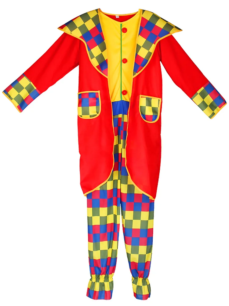 Adult Jumpsuit Circus Clown Cosplay Costume Stage Performance Suit Carnival Party Clown Clothing with Accessories New Arrivals