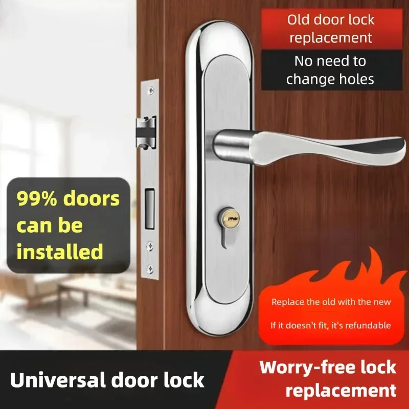 

Бесшумный дверной замок из нержавеющей стали с нажимным механизмом и внутренней ручкой-рычагом — идеально подходит для спальни, ванной комнаты и дверей из массива дерева